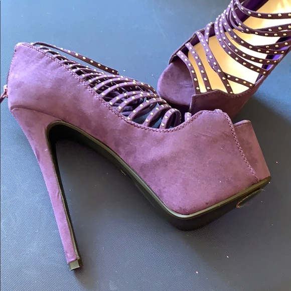 Vintage bebe purple suede high heel strappy - Picture 6 of 9